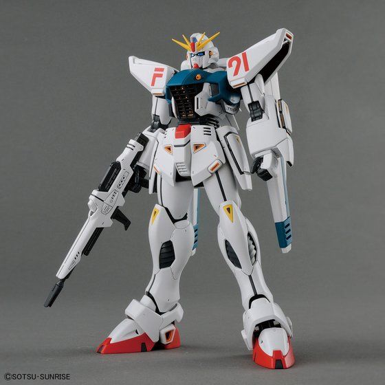 MG Gundam F91 Ver.2.0 montado en vista frontal con el Beam Rifle.