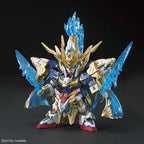 Zhao Yun 00 Gundam montado en vista frontal con sus armas transparentes azules.