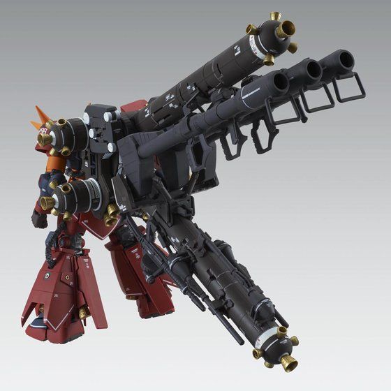 Arsenal y depósitos auxiliares del MG Psycho Zaku Ver.Ka vistos desde atrás.