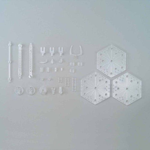 Piezas transparentes y adaptadores incluidos con Bandai Action Base 4 Clear;
