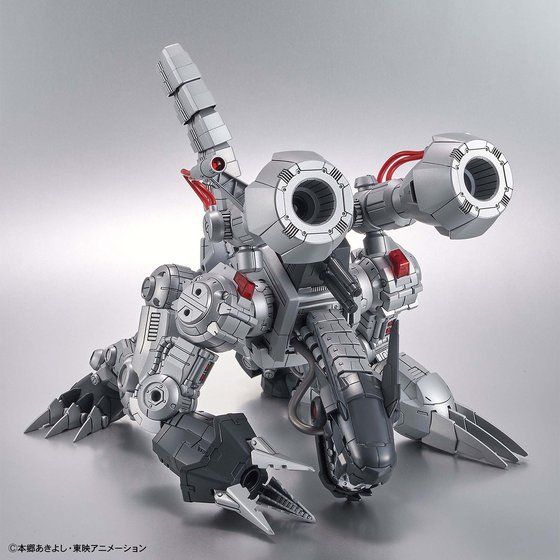 Figure-rise Standard Amplified Machinedramon en pose de ataque agachada.