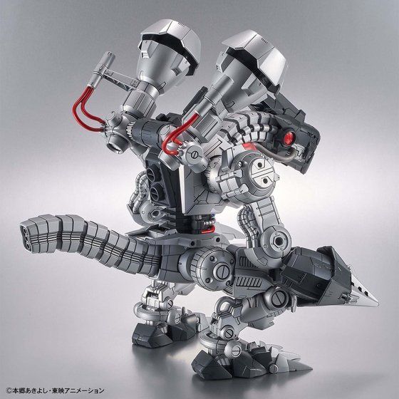 Vista trasera de tres cuartos del Figure-rise Standard Amplified Machinedramon montado.
