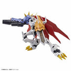 Omegamon Amplified en pose dinámica con ambas armas desplegadas;