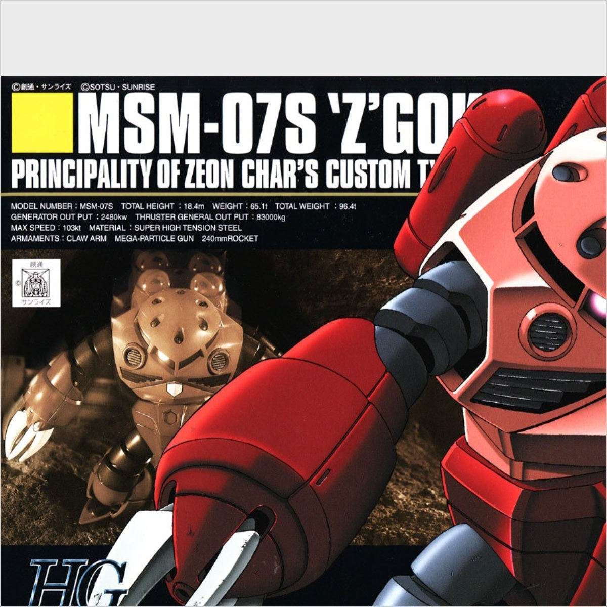 HGUC Char's Z'Gok de Bandai, caja original.