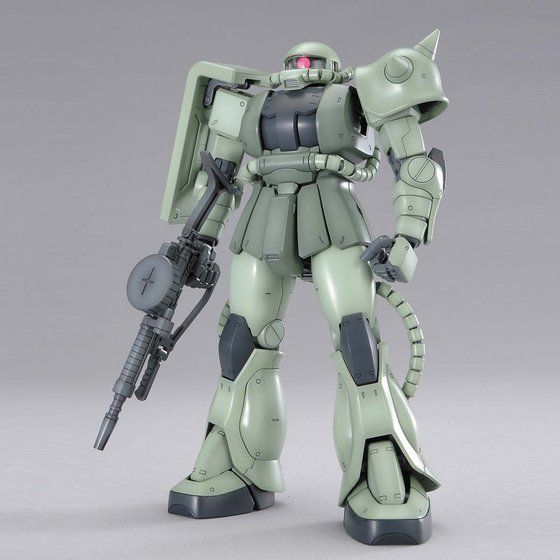 MG MS-06J Zaku II Ver. 2.0 verde montado en vista frontal.