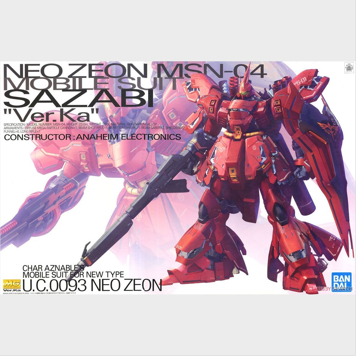 MG Sazabi Ver.Ka de Bandai, caja original.