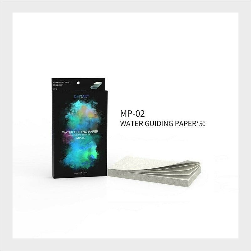 Papel guía de agua DSPIAE MP-02 para paleta húmeda de pintura acrílica de modelismo, 50 unidades