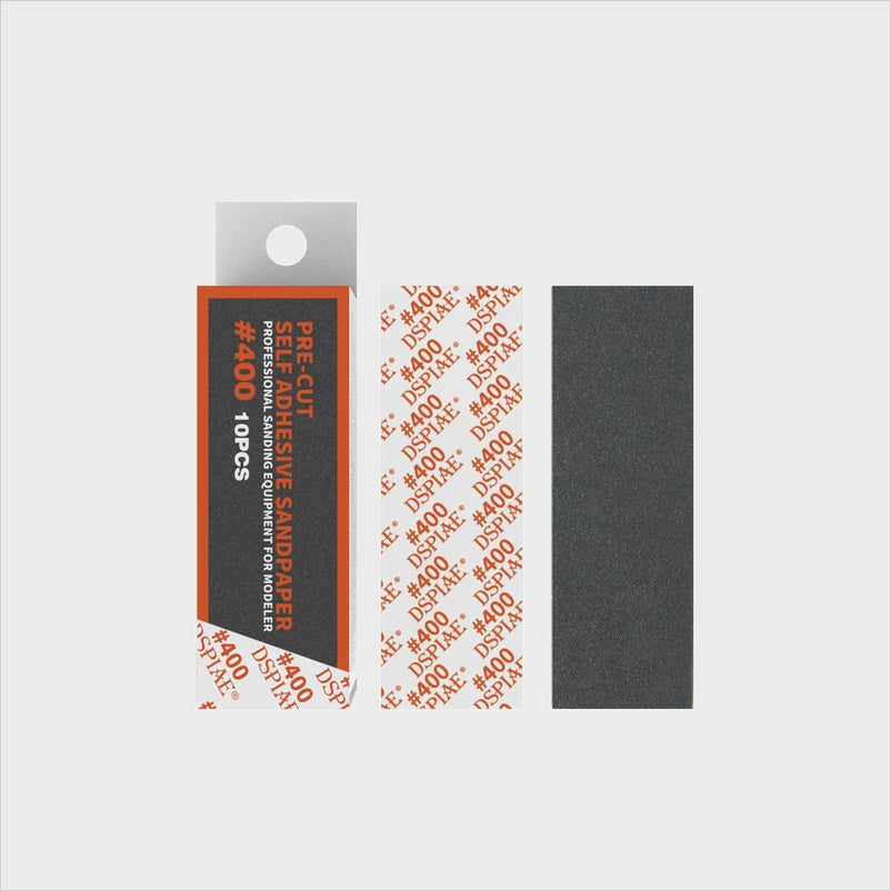 Papel de Lija Autoadhesivo DSPIAE Grano 400 MSP-400 sobre fondo gris neutro