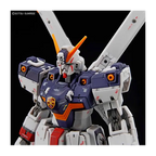 RG Crossbone Gundam X1 de Bandai, detalle del torso, cabeza y emblema de calavera.