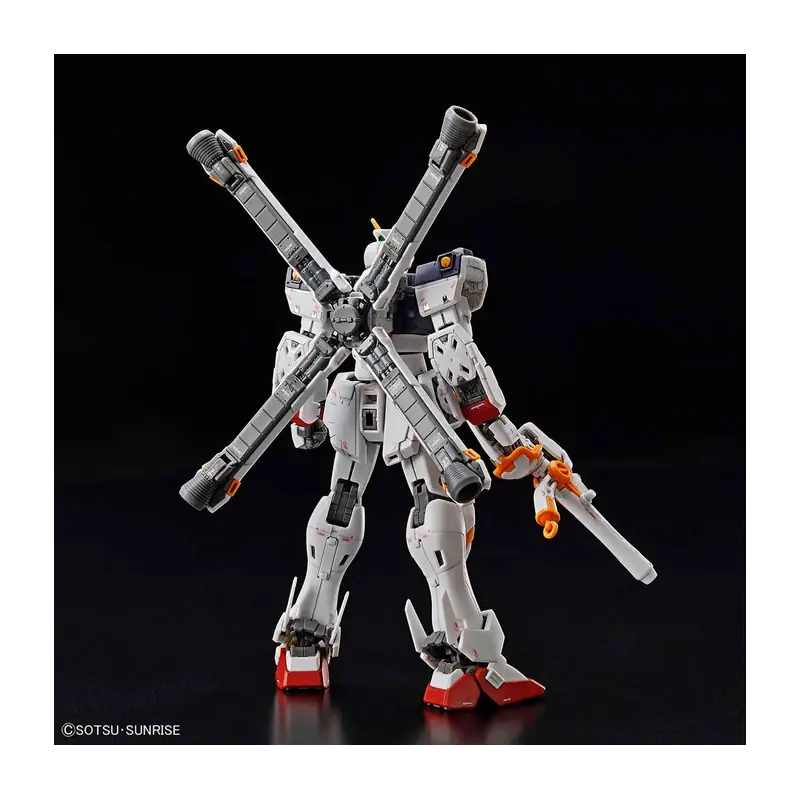 RG Crossbone Gundam X1 de Bandai, vista trasera con los cuatro propulsores cruzados.