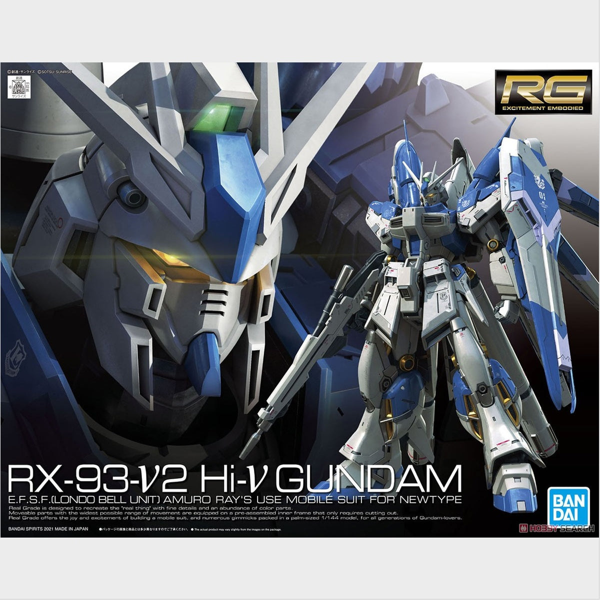 RG Hi-Nu Gundam de Bandai, caja original.