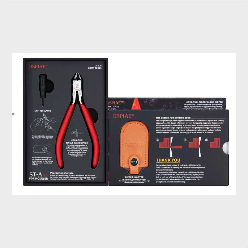 Caja original del Alicate de Precisión DSPIAE ST-A3.0 con herramienta y funda de cuero