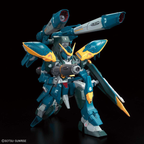 Full Mechanics 1/100 Calamity Gundam, pose apuntando la bazuca al frente con los cañones dorsales desplegados.
