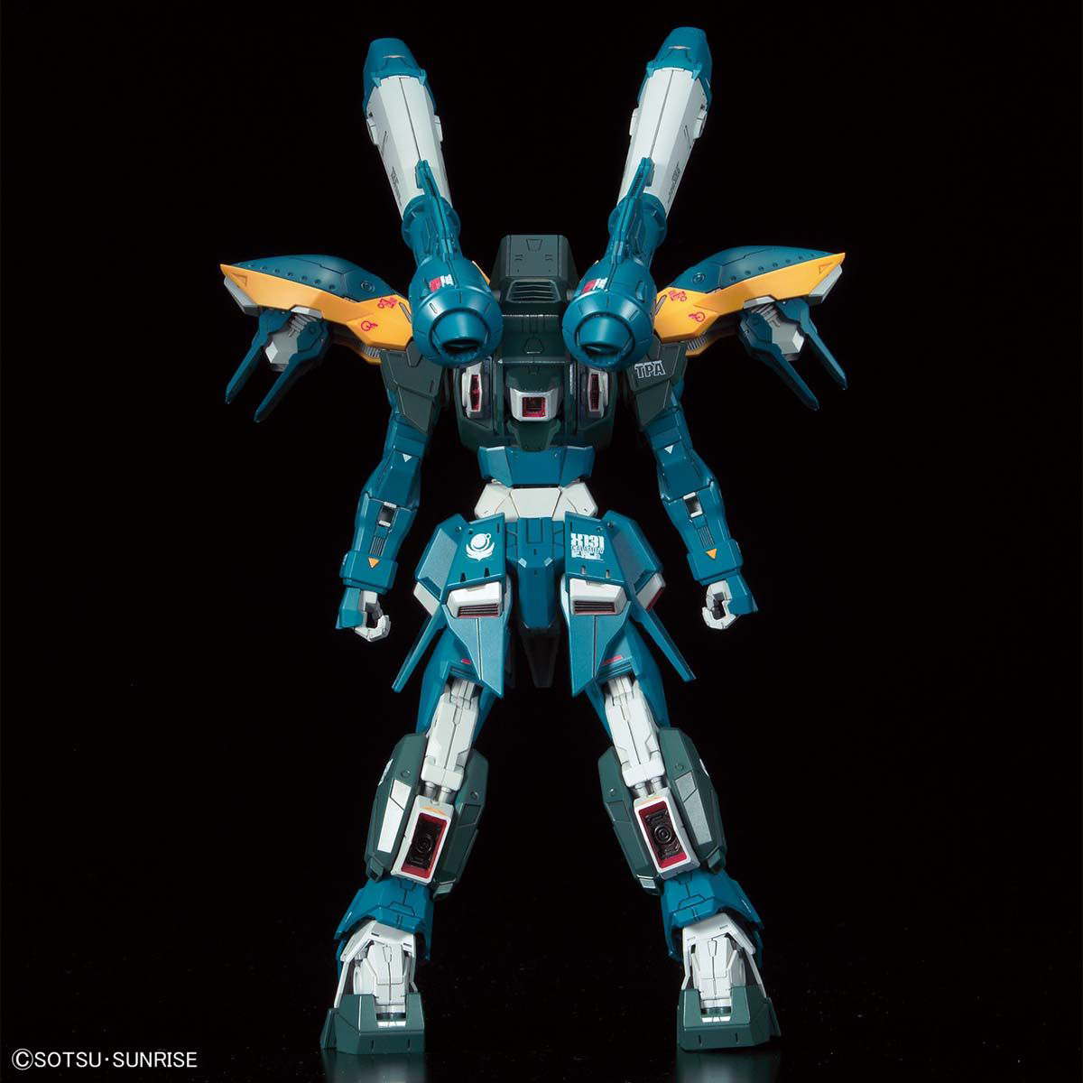 Full Mechanics 1/100 Calamity Gundam, vista trasera sin bazuca ni escudo.